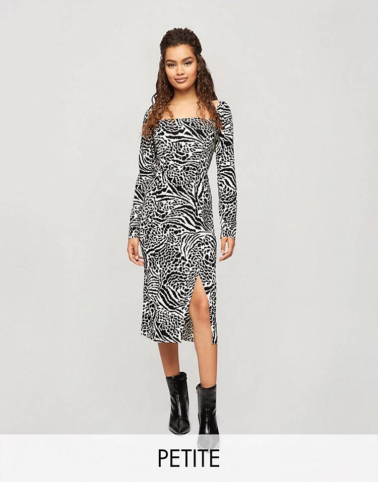 Miss Selfridge Petite animal print midi dress